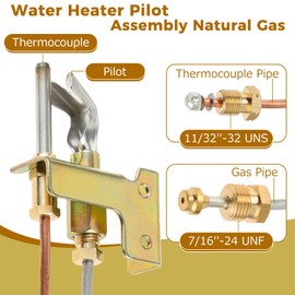 ETERMETA Natural Gas Water Heater Parts Pilot Assembly and Thermocouple Compatible with Desa, Reddy, All-Pro, Universal, Nr, Sears, Remington and Many Other Propane Forced Air Heaters, 24 Inch Long