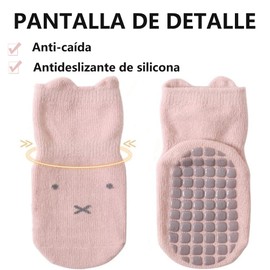 Paquete de 5 Calcetines para Bebé, Lindos Calcetines Antideslizantes para Niños con Agarre y Anticaída, Fabricados con Algodón Orgánico, Respirable, para Niños y Niñas (1-3 Años, 5 pares)