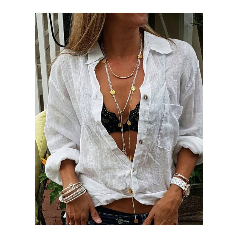 ZAAYO Swimsuit Cover Ups Shirt for Women Beach Button Up