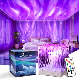 One Fire Christmas Gifts for Teens Northern Lights Projector,18 Colors Aurora Light Projector,Dimmable Aurora Projector Mood Lighting for Bedroom Lights,Remote Galaxy Light Projector Purple Lamp