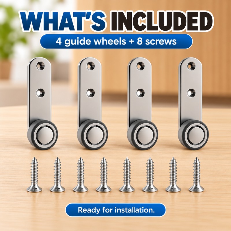 Sliding Door Roller Wheels for Smooth Movement – 4-Piece Metal