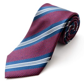 Michi Kolondon Brand Necktie, 100% Silk, Jacquard Woven Stripe, Pattern A: Wine