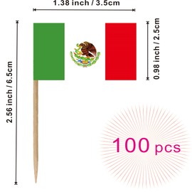 Mexico Toothpick Flag Mexican MX National Small Mini Cocktail Fruit Cupcakes Toppers Food Stick Flags Decorations,100 Pack