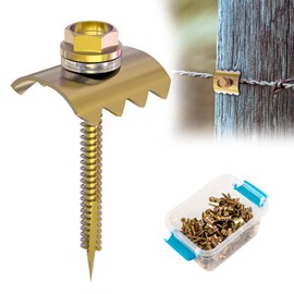 Fence Staples, Fence Post Screws for Softwoods, Fence Fasteners for Wire Fencing, Reuse Fence Staple Nails with Wire Fixer for Wire Mesh and Woven Fencing (1.8 inch-100 Pcs)