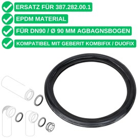 Drain Elbow Seal, Pack of 2, Replacement for 387.282.00.1, Compatible with Geberit DN90 Kombifix, Duofix Outlet Bend, Connection Wall Toilet Sleeve to 90 mm Socket, Lip Seal Diameter 104.5 x 83.7 x