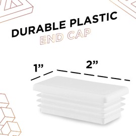 Prescott Plastics 1 x 2 Inch Rectangle Plastic Plug White Inserts (20 Pack), White End Cap for Metal Tubing, Fence, Glide Insert for Pipe Post, Chairs and Furniture - Chair Glide - Plastic Fence