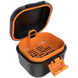Leak Proof Denture Bath Cup-Portable Soaking Box with Strainer for Dentures and Braces (Black + Orange) - Color: Black + Orange