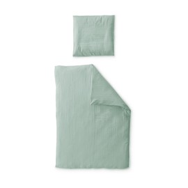 Ehrenkind® Muslin Bed Linen Set, 100% Organic Cotton, Standard 100 by Oeko-Tex, 220 x 155 cm + 80 x 80 cm, Jade, Bed Linen 155 x 220 cm