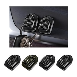 ZNDAW 4 PCS Bling Car Mini Hooks, Cute Rhinestone Adhesive Back Seat Auto Hangers, Multifunctional Crystal Hanging Storage Hook for Vehicle Dashboard Wall Hat Coat Towel Key (Black)