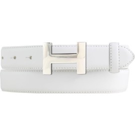 BELTINGER Hella High-Quality Women's Belt Made of Full Cowhide Leather 3.0 cm | Cambered Leather Belt Women's 30 mm | Women's Belt Made in Italy, White, silver