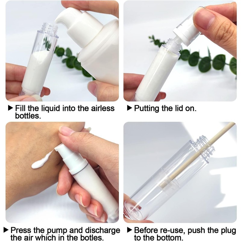 Clear Airless Lotion Pump Bottle Empty Cream Vacuum Lotion Bottle,8Pcs