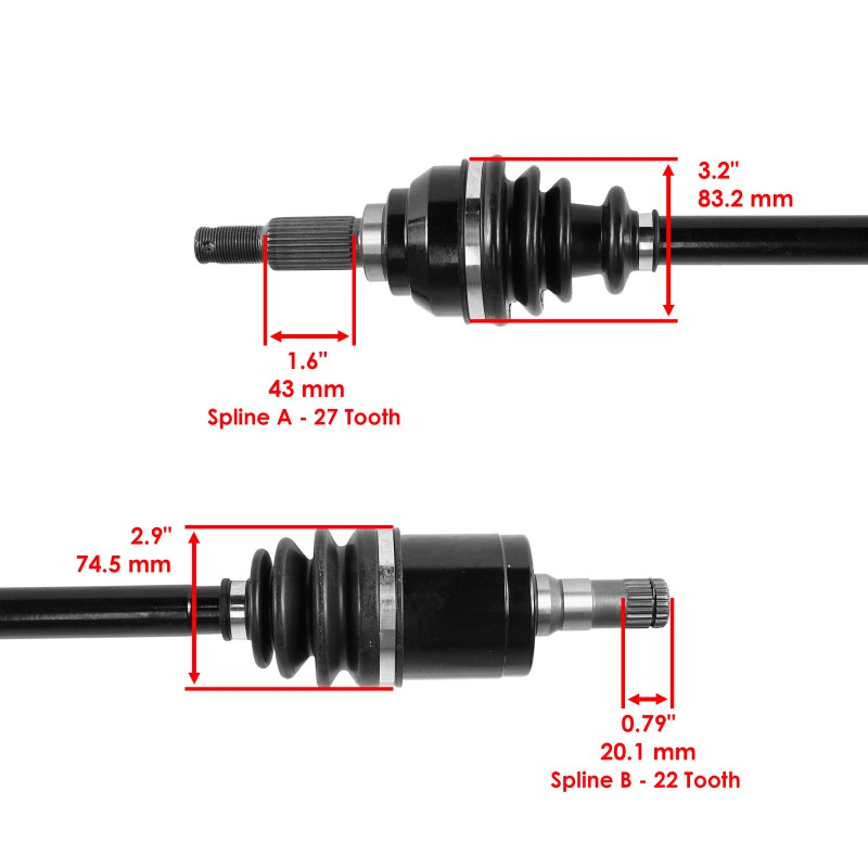 Caltric Front Left Complete CV Joint Axle for John Deere