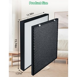 Air400 Replacement Filter Set Compatible with Bissell Air400 Air Purifier, 2 Pack 2521 True HEPA Filters& 2 Pack Pre-Filters& 2 Pack 2520 Active Carbon Filters, Compared to Part #2521, 2520, 3365