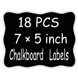 Extra Large Chalkboard Labels, Waterproof Adhesive Fancy Rectangles Chalkboard Stickers, Erasable & Reusable Black Board Sticker for Big Bins Boxes Jars Containers - 7'' X 5'' , Pack of 18