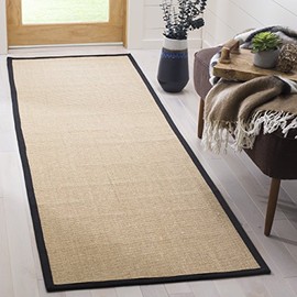 Safavieh Natural Fiber Collection NF441A Border Sisal Runner, 2'6" x 8' , Maize / Black