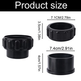 2 Sets 520595 Union Replacement Kit, Black Union Connector Kit Acid Cleaning Kits Compatible with Pentair Intellichlor IC20, IC40, IC60, IC80 Sap Pool Parts