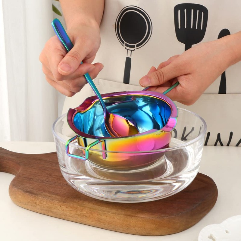 BISDARUN Double Boiler Melting pot with Spoon Set, 400ml Stainless