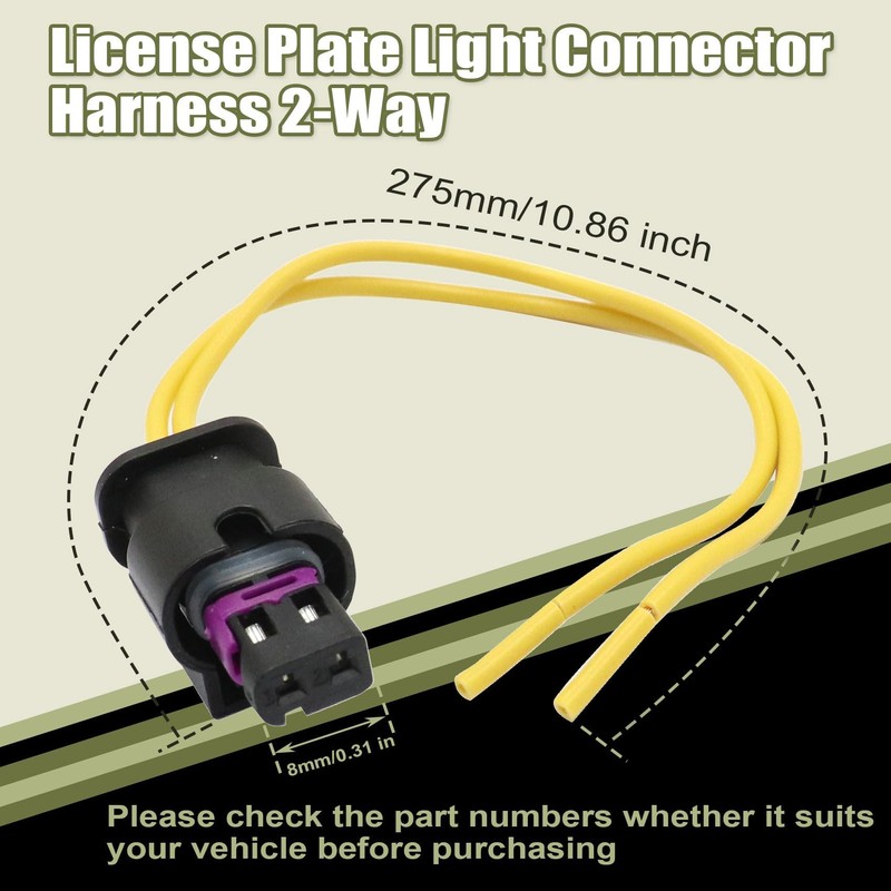 Priprilod License Plate Light Connector Harness 2-Way Compatible with Ram