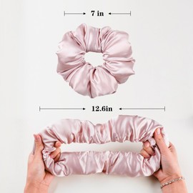 Silmer Silk Pillow Scrunchie Big Hair Tie Women’s Ponytail Holders Large Mulberry Hair Scrunchie for Sleeping Jumbo Giant Filled Hair Tie 1Pc (Pink)