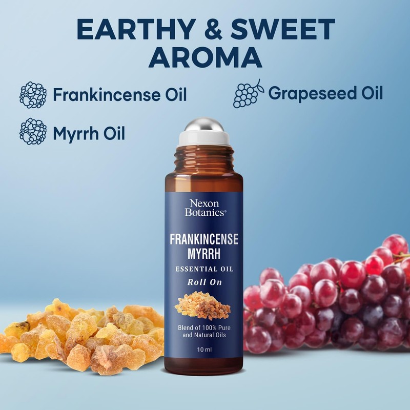 Frankincense & Myrrh Essential Oil Roll-On 10ml - 100% Pure,