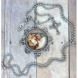 Horse Lover, Saint Ann Patron Saint of Equestrians, Lovely Image with Holy Cross, Helping Hand Charm, Comes in a Necklace, Saddle/Backpack Clip, Keychain, Purse Clip.