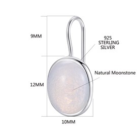 Natural Oval Clear Gemstone Drop Earrings Solid 925 Sterling Silver Hook MetJakt Earring Opal for Women's Fine Jewelry (Moonstone)
