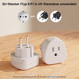 Cable Matters Type F Plug Adapter for Travel, US to EU Adapter, Type E/F Current Converter for Germany/Austria/Slovakia/Bulgaria/France/Russia, CE and RoHS Certified