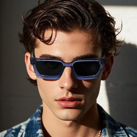 AVAWAY Unisex Retro Square Polarized Sunglasses Women/Men-UV400 Hypoallergenic Acetate Frame for Driving/Fishing/Daily Wear