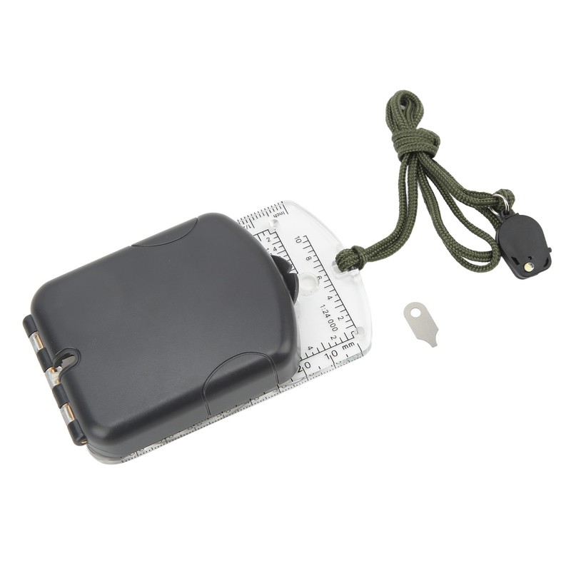 Multifunctional Plastic Compass with Scales Portable Gradiometer Magnifying Glass LED