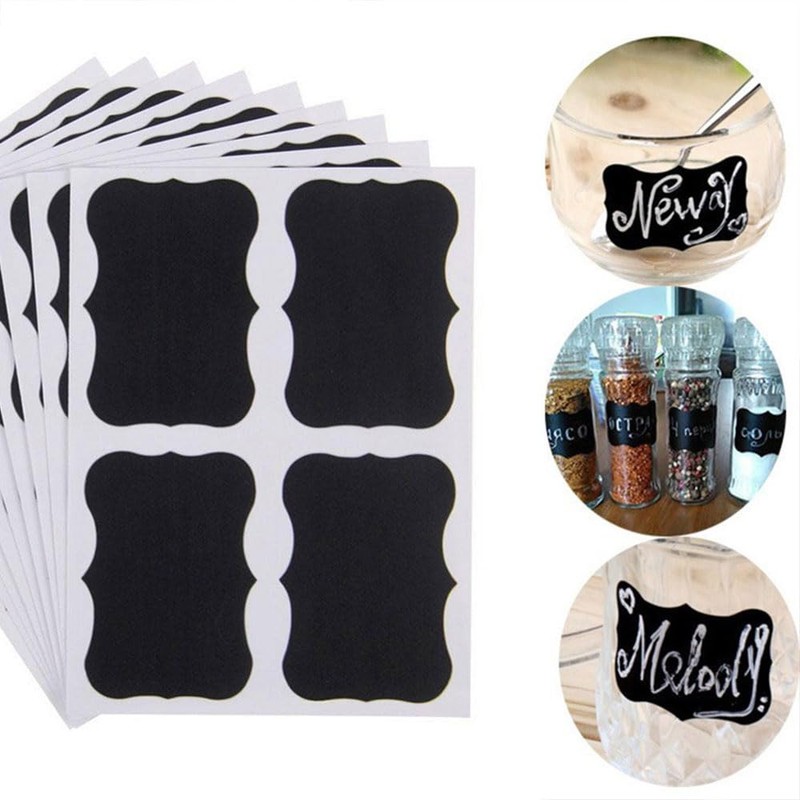 32 Waterproof Chalkboard Labels Reusable Blackboard Stickers Kit to Decorate