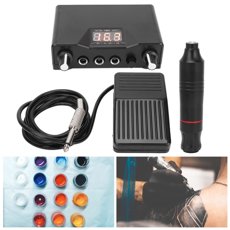 Professional Tattoo Pen Kit Tattoo Machine Foot Pedal Power Supply