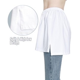 Vanrose Jan Women Layering Lower Sweep Shirt Unisex Basic Sweep Half Skirt Plus Size White 4XL-5XL