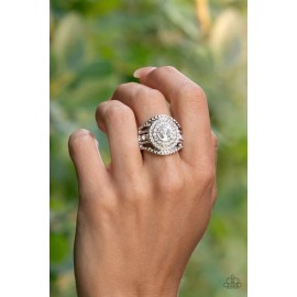 Paparazzi jewelry Understated Drama White Gem Rhinestone Silver Statement Ring