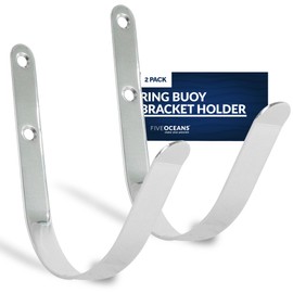 Five Oceans Stainless Steel Ring Buoy Bracket Holder, Flat Mount - 2-Pack - FO626-M2
