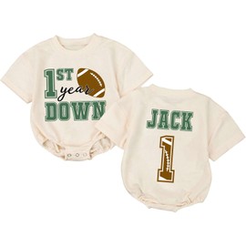 DAZANO Custom One Year Down Football Birthday, 1st Year Down Birthday Outfit Boy, First Bday Romper Boy, 1st B-day Outfits Boys, Gifts For One Yr Old, Baby Football Outfits, Baby Boys Romper