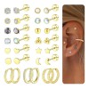 15pare Arete Mujer Piercing Oreja Cartílago Acero Inoxidable