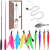 Interactive Cat Toys Set Teaser Feather Wand, Hanging Door Toy