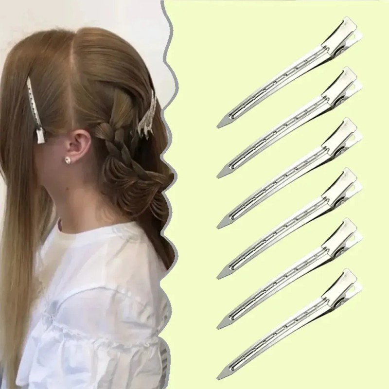 60pz Pinza Perforada Para Cabello Tipo Pico De Garza Acero