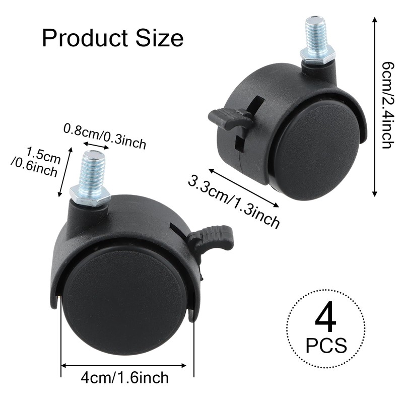 Office Chair Castors, Wheels for Office Chairs, Swivel Castors, Replacement