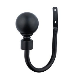 A.Unique Home Plain Round Ball Metal Extendable Curtain Pole with Rings and Fittings, In a Variety of Colours and Sizes (25/28mm) (Matte Black, Holdbacks)