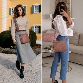 BOSTANTEN Women's Handbag Small Polyurethane (PU) Leather Shoulder Bag for Women Crossbody Bags with Adjustable Coloured Strap, 1-brown