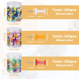 750Pcs Colorful Thumb Tacks, Push Pins Tacks, Assorted Colors Thumb Tacks, Steel Point Colorful Bulletin Board Pins for Photos,Tags,Cork Board,Bulletin Board Decorations, Office and Home