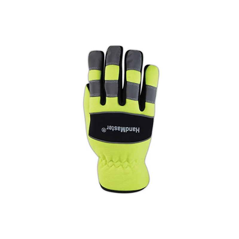 MAGID HandMaster High-Visibility Abrasion-Resistant Mechanics Gloves, 1 Pair, Size 8/Medium