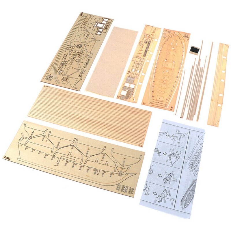 EsportsMJJ Wooden Sailing Boat Model, DIY Kit Halcon Ship Assembly
