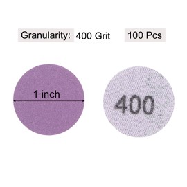 uxcell 100Pcs 1-Inch Purple Sanding Discs 400 Grits Hook and Loop Professional Aluminum Oxide Sand Paper Mini Size for Wood Metal Paint Finishing