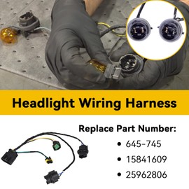 Headlight Wiring Harness Assembly Headlamp Socket Compatible with 2008-2014 Chevy Silverado 1500 2500HD 3500HD Replaces 645-745 15841609 25962806