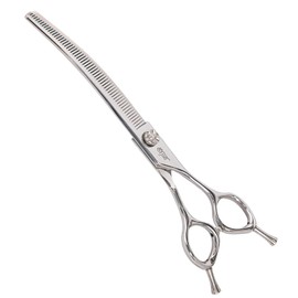 Stjuo Professional Dog Grooming Scissors, Japanese 440C Stainless Steel, 62 HRC Hardness (Curved Thinning, 7.5'')