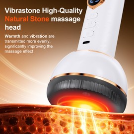 Vibrastone Massager with Heat Function and Vibration for Hands, Neck, Back, Feet and More, Relieves Fatigue and Muscle Relaxation, White