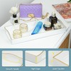 Gifturbo White Bathroom Vanity Tray,Gold Edged Decorative Tray with Handles,
