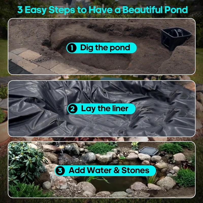 MIKIICOCO Pond Liner, Large Fish Pond Liner Gardens Pools Membrane